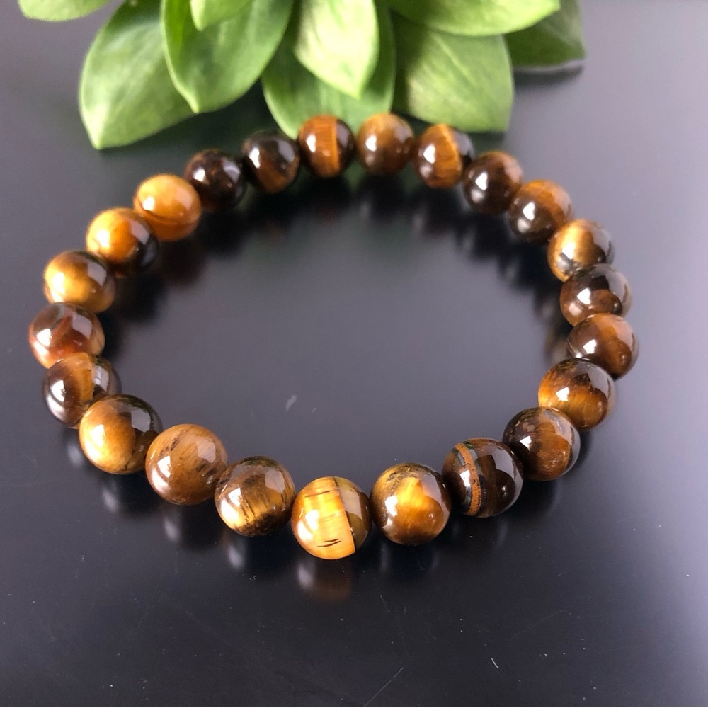 Tiger Eye 8mm Natural Stone Beads Stretchable Bracelet - Picture 3 of 3